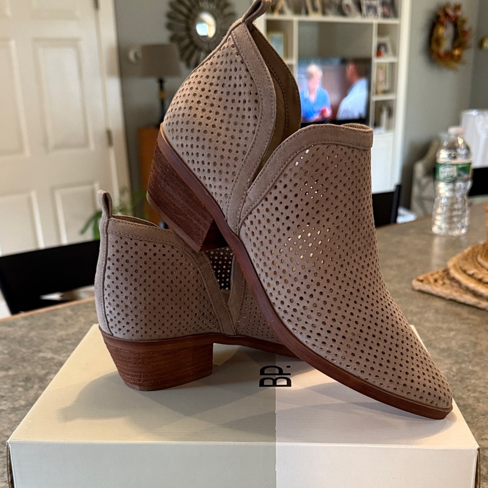 BP Taupe Perforated Ankle Boots - Picture 3 of 6